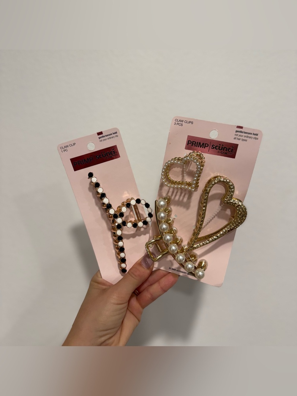 Primp Scunci by Conair Pearl Hair Claw Clips Bundle